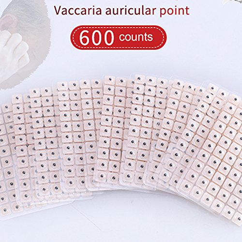 600 Counts Acupuncture Vaccaria Needle Ear Seeds Massage Paste Ear Stickers A...