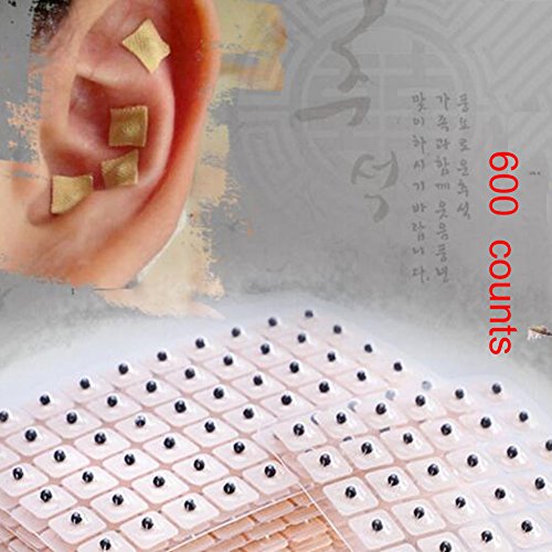 600 Counts Acupuncture Vaccaria Needle Ear Seeds Massage Paste Ear Stickers A...