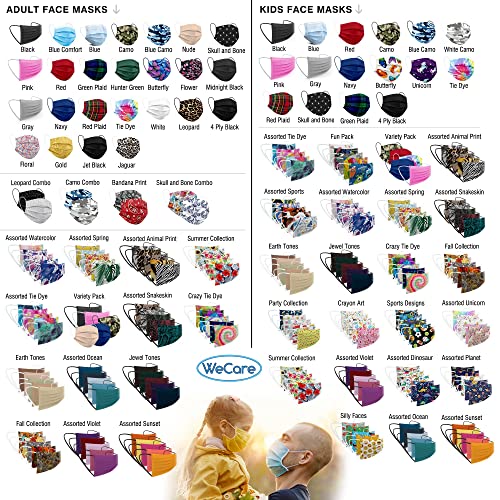 WeCare Disposable Face Masks With Ultra Comfort Ear Loops - 50 Pack, Blue - 3...