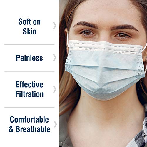 WeCare Individually Wrapped Disposable Face Masks - 50 Pack, Blue - Soft on S...