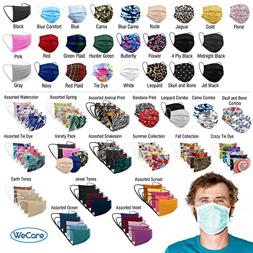 WeCare Individually Wrapped Disposable Face Masks - 50 Pack, Blue - Soft on S...