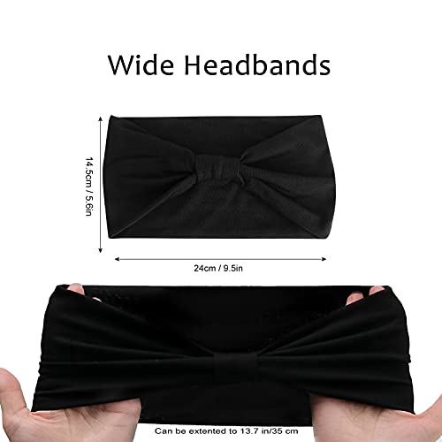 Wecoe 6 Pack Black Headband Wide Elastic Headbands for Women Fashion Headband...