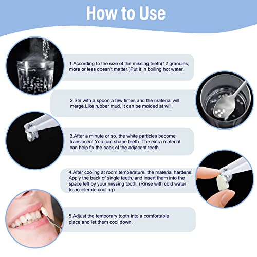Temporary Tooth Repair Kit, Natural Shade Fake Teeth Filling The Gap, Tempora...