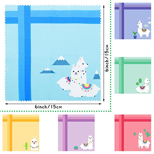 18 Pieces Cute Llama Alpaca Design Microfiber Glasses Cleaning Cloth Cactus M...