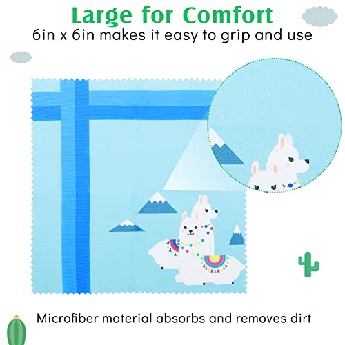 18 Pieces Cute Llama Alpaca Design Microfiber Glasses Cleaning Cloth Cactus M...