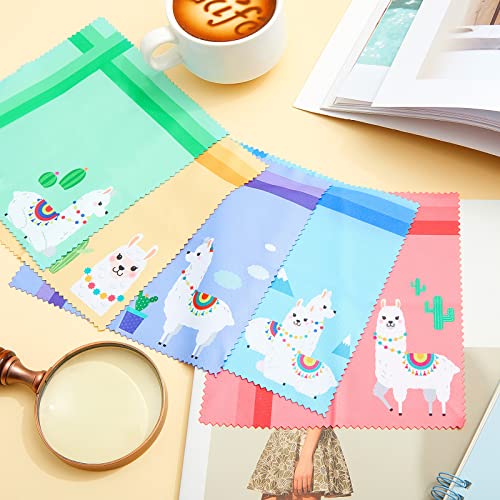 18 Pieces Cute Llama Alpaca Design Microfiber Glasses Cleaning Cloth Cactus M...