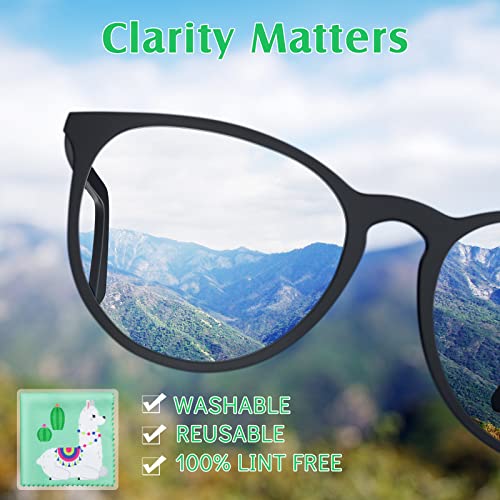 18 Pieces Cute Llama Alpaca Design Microfiber Glasses Cleaning Cloth Cactus M...