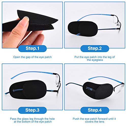 24 Pieces Black Eye Patches for Adults Kids Glasses Patch to Cover Either Eye...