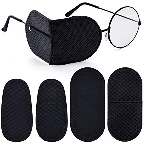 24 Pieces Black Eye Patches for Adults Kids Glasses Patch to Cover Either Eye...
