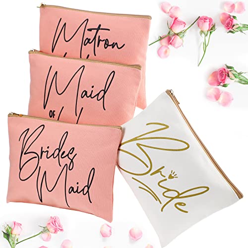 8 Pieces Bridesmaids Makeup Bag Wedding Bridal Makeup Bag Cosmetic Canvas Bag...