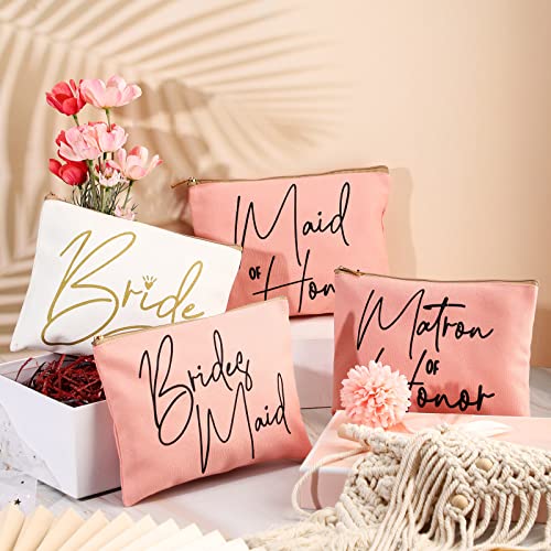 8 Pieces Bridesmaids Makeup Bag Wedding Bridal Makeup Bag Cosmetic Canvas Bag...