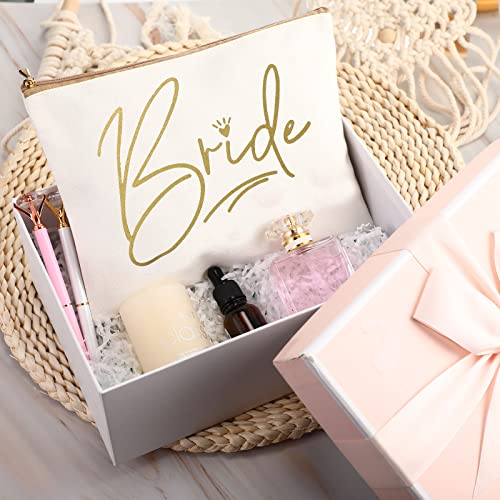 8 Pieces Bridesmaids Makeup Bag Wedding Bridal Makeup Bag Cosmetic Canvas Bag...