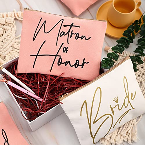 8 Pieces Bridesmaids Makeup Bag Wedding Bridal Makeup Bag Cosmetic Canvas Bag...