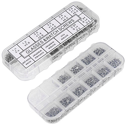 Sunglasses Eyeglasses Repair Kit, 1100PCS Tiny Stainless Steel Screws and 5 P...