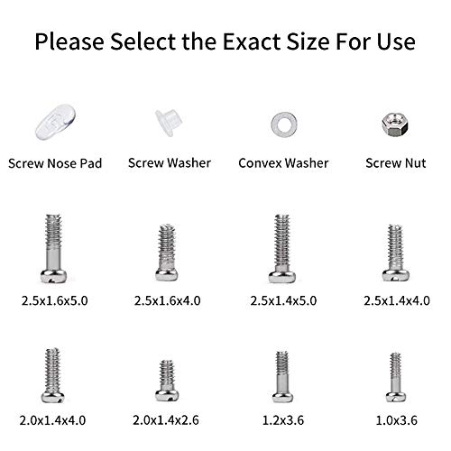 Sunglasses Eyeglasses Repair Kit, 1100PCS Tiny Stainless Steel Screws and 5 P...