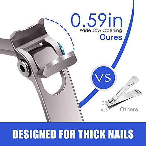 Toe Nail Clippers Adult - Nail Clippers for Thick Nails with Oversized Wide J...