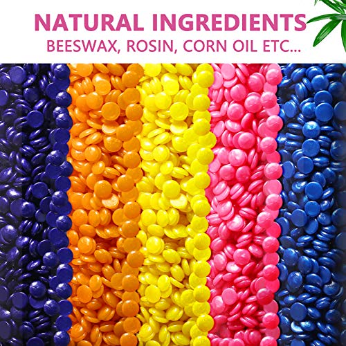 Non-Stick Waxing Kit, Wekin Wax Warmer for Hair Removal with 5 Scent Striples...