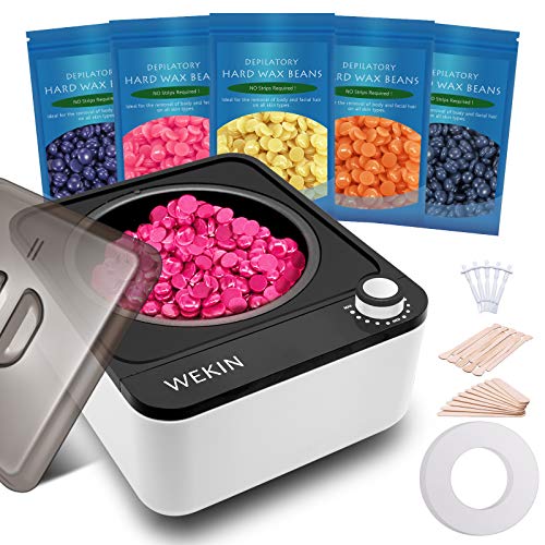 Non-Stick Waxing Kit, Wekin Wax Warmer for Hair Removal with 5 Scent Striples...