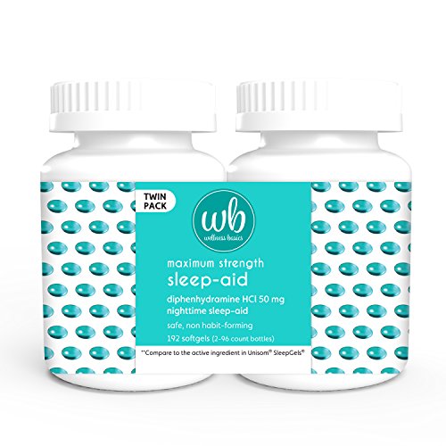 Wellness Basics Maximum Strength Sleep-Aid Diphenhydramine Softgel Twin Pack,...