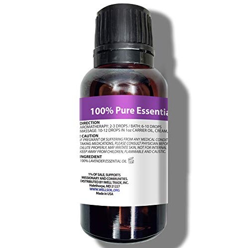 Well's 100% Pure Lavender Essential Oil 1oz(30ml), Therapeutic Grade, Massage...