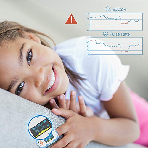 Wellue Children Pulse Oximeter Fingertrip with Warning Function, Blood Oxygen...