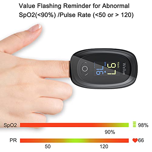Wellue Oximeter Fingertip Blood Oxygen Saturation Monitor with Alarm, Heart R...