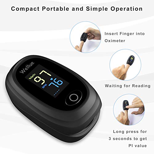 Wellue Oximeter Fingertip Blood Oxygen Saturation Monitor with Alarm, Heart R...