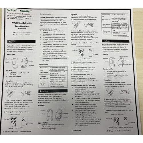 Wellue Oximeter Fingertip Blood Oxygen Saturation Monitor with Alarm, Heart R...