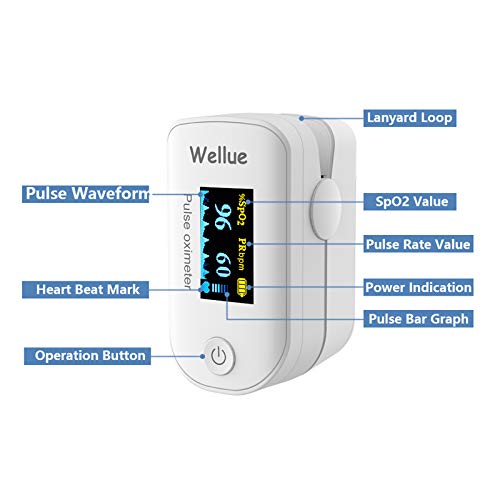 Wellue Pulse Oximeter Fingertip Blood Oxygen Saturation Monitor with Batterie...