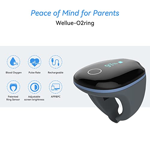 Wellue Wearable Pulse Oximeter - Rechargeable O2ring Bluetooth Oxygen Saturat...