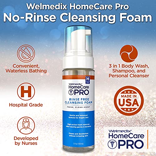 Welmedix Rinse Free Cleansing Foam, 3 in 1 Body Wash, Shampoo and Personal Cl...