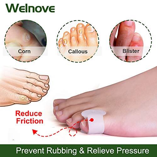 Welnove Gel Toe Separator, Pinky Toe Spacers, Little Toe Cushions for Prevent...