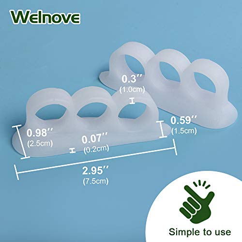 Welnove Hammer Toe Crests Straightener 4 Pcs Gel Toe Support Pads Cushion(3 L...