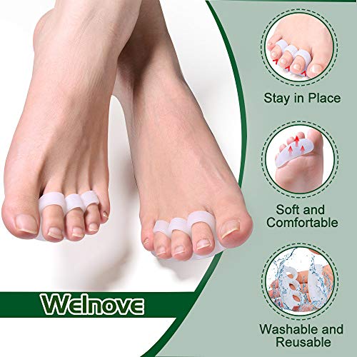 Welnove Hammer Toe Crests Straightener 4 Pcs Gel Toe Support Pads Cushion(3 L...