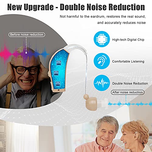 Hearing Aids for Seniors Rechargeable with Noise Cancelling, BTE Hearing Ampl...