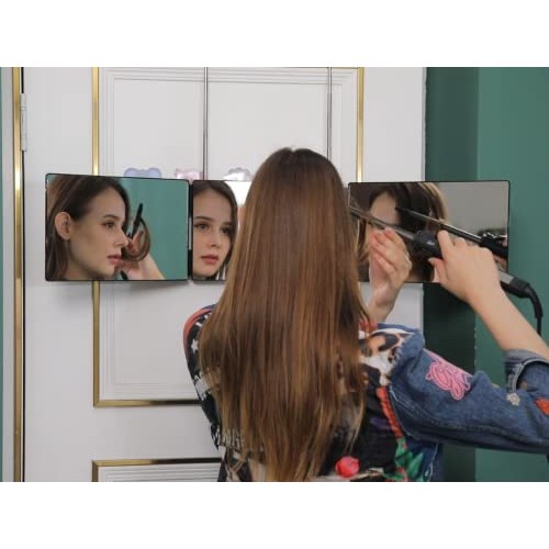 3 Way Trifold Haircut Mirror, 360 Degree Mirror for Hair Cutting, Shaving, Gr...