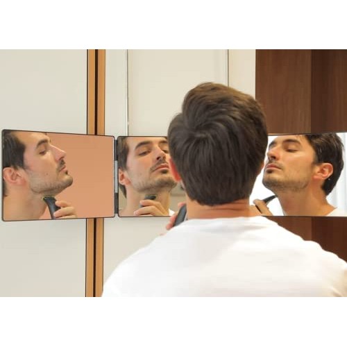 3 Way Trifold Haircut Mirror, 360 Degree Mirror for Hair Cutting, Shaving, Gr...