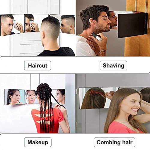3 Way Trifold Haircut Mirror, 360 Degree Mirror for Hair Cutting, Shaving, Gr...