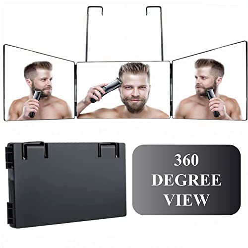 3 Way Trifold Haircut Mirror, 360 Degree Mirror for Hair Cutting, Shaving, Gr...