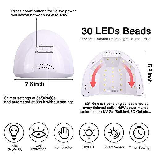 86PCS Portable USB Electric Nail Drill Set Polish Pen File Kit, 48W UV LED Na...