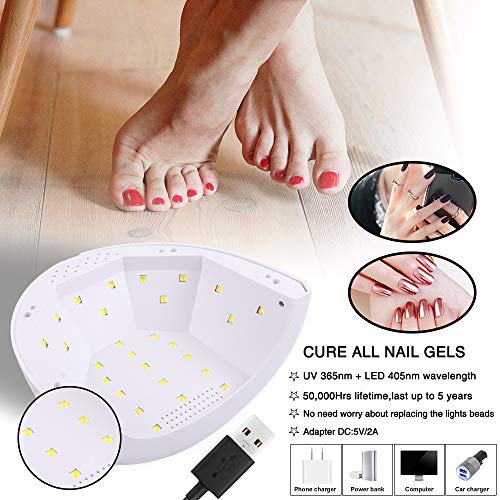 86PCS Portable USB Electric Nail Drill Set Polish Pen File Kit, 48W UV LED Na...