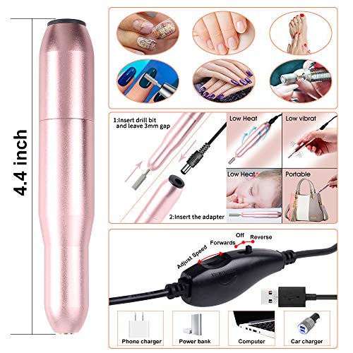 86PCS Portable USB Electric Nail Drill Set Polish Pen File Kit, 48W UV LED Na...