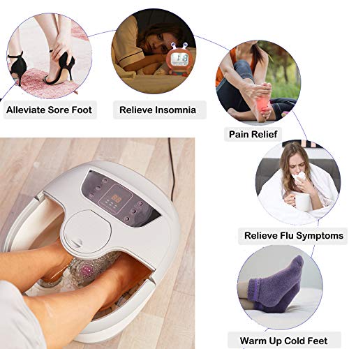 Motorized Foot Spa Bath Massager w/Heat Massage and Bubble Jets, Red Infrared...