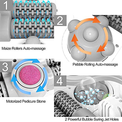 Motorized Foot Spa Bath Massager w/Heat Massage and Bubble Jets, Red Infrared...