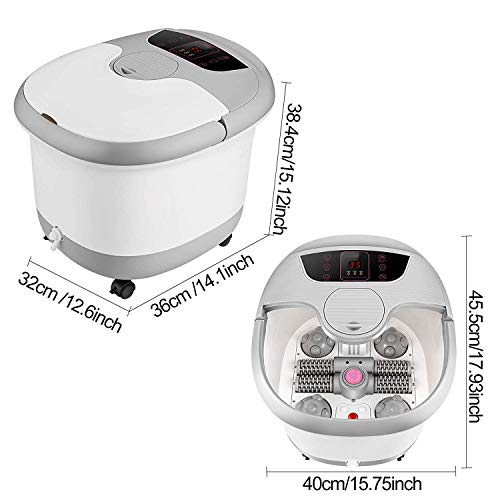 Motorized Foot Spa Bath Massager w/Heat Massage and Bubble Jets, Red Infrared...