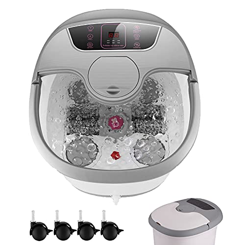 Motorized Foot Spa Bath Massager w/Heat Massage and Bubble Jets, Red Infrared...