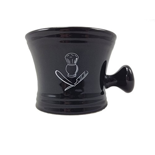 Apothecary Shaving Mug, Black-Perfect Shave Bowl with Handle