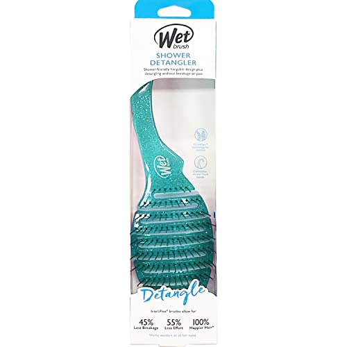 Wet Brush Hair Brush Shower Detangler - Green Glitter - Exclusive Ultra-soft ...