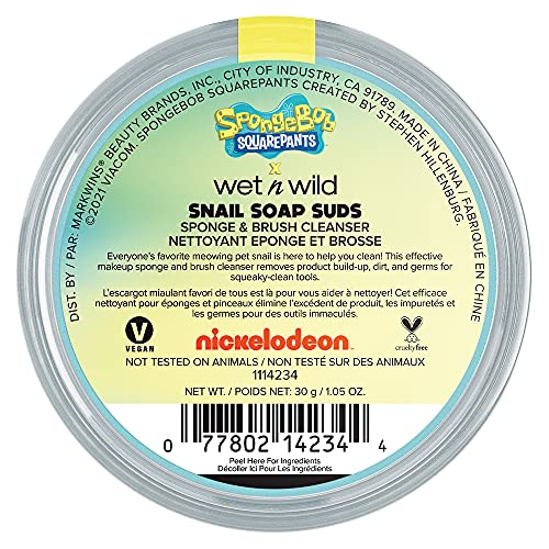 Wet n Wild Soap Suds Sponge + Brush Cleanser Bob Squarepants Makeup Tools Bru...