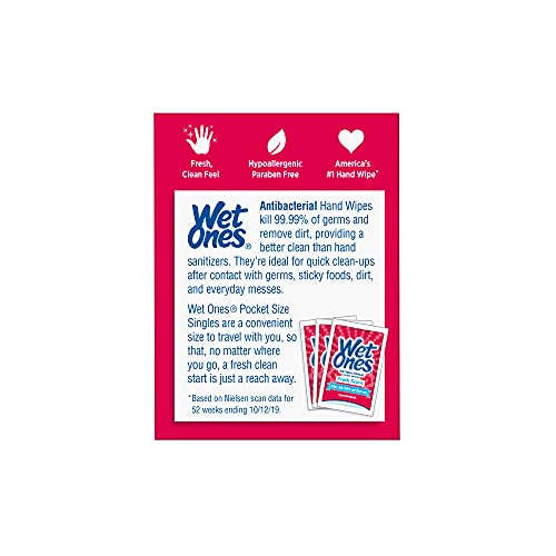Wet Ones Antibacterial Hand Wipes, Fresh Scent, 24 count Wipes (Pack of 6), P...